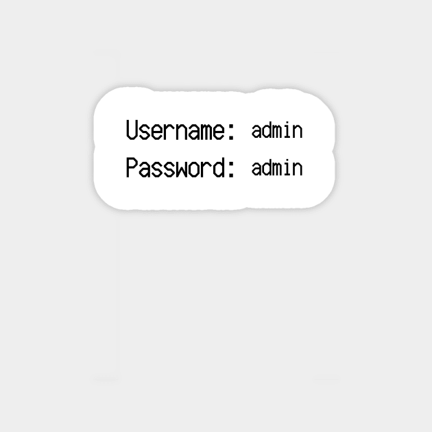 username:admin / password:admin Sticker by janvandenenden